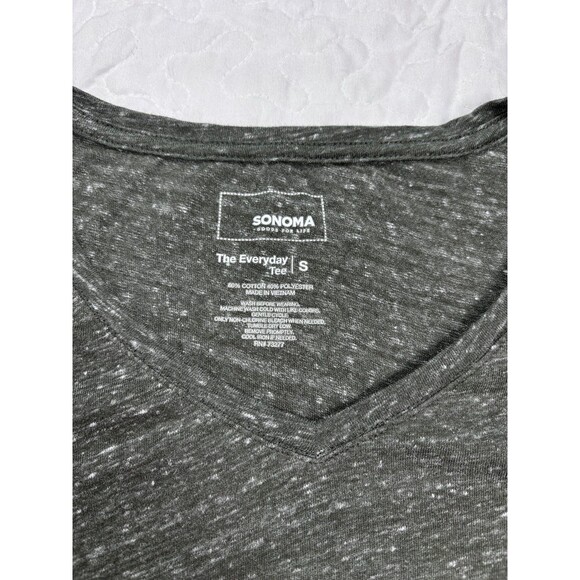Sonoma Heathered Grey The Everyday Tee Long Sleeve Vneck Shirt size small - Picture 3 of 5